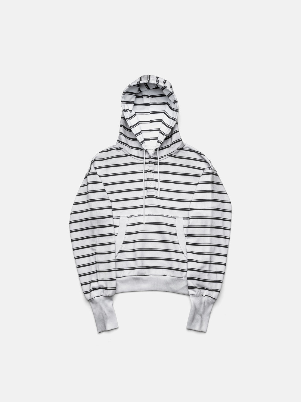 HENLEY HOODIE - WHITE STRIPED