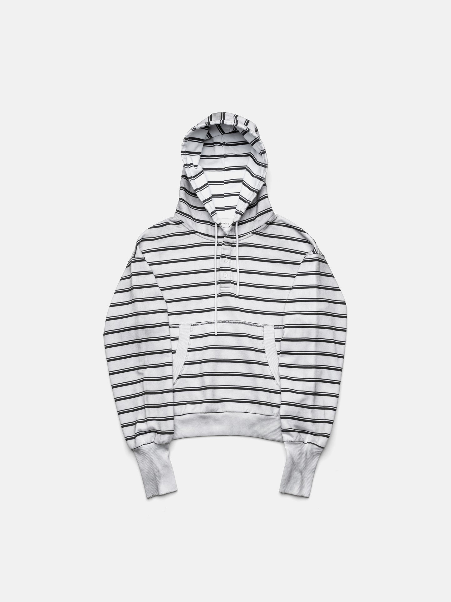 HENLEY HOODIE - WHITE STRIPED