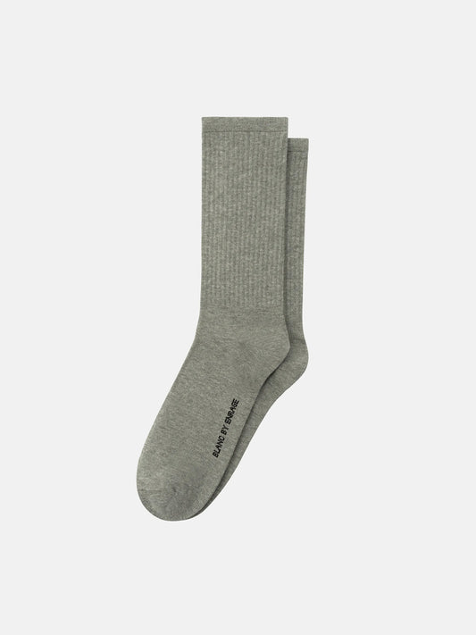 BLANC GREY TALL RIBBED SOCKS