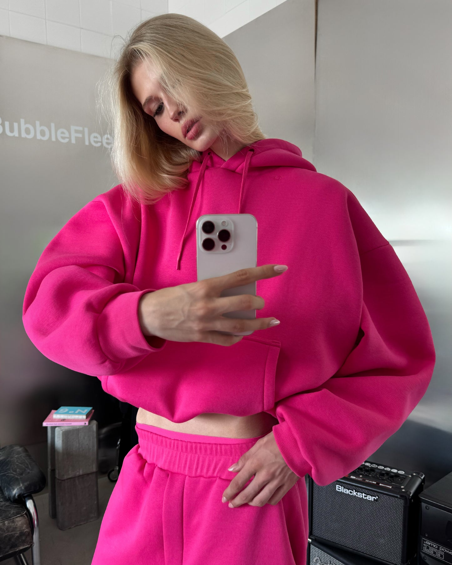 BUBBLE SWEATPANTS - HOT PINK