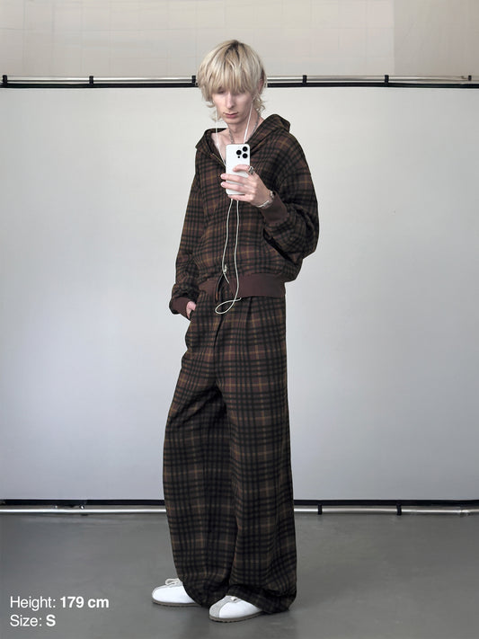 PLEATED SWEATPANTS - TARTAN