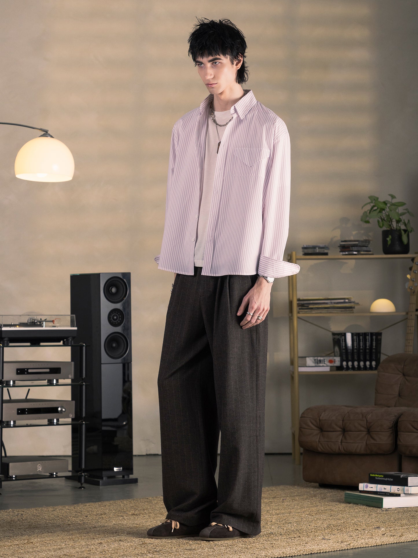 STREIFIGES LEDER SHIRT