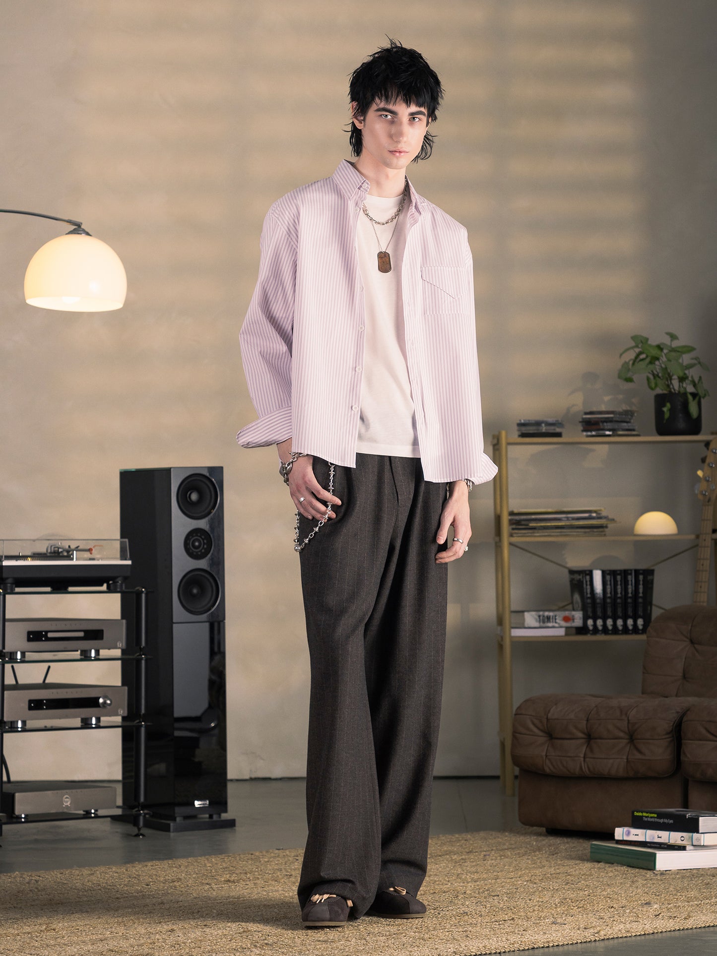 STREIFIGES LEDER SHIRT