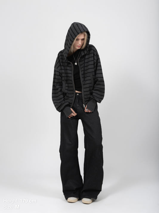 2010 ZIP HOODIE - BLACK STRIPED