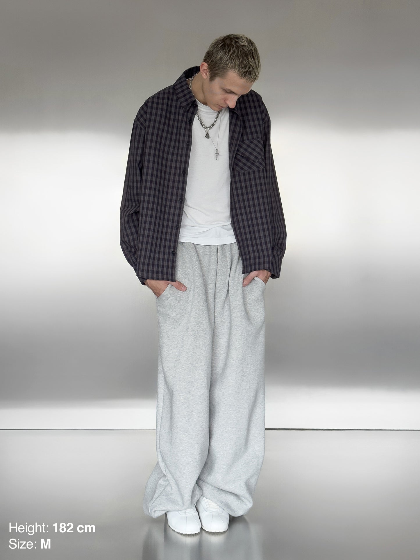 CHECKERED LETTER SHIRT - AUBERGINE