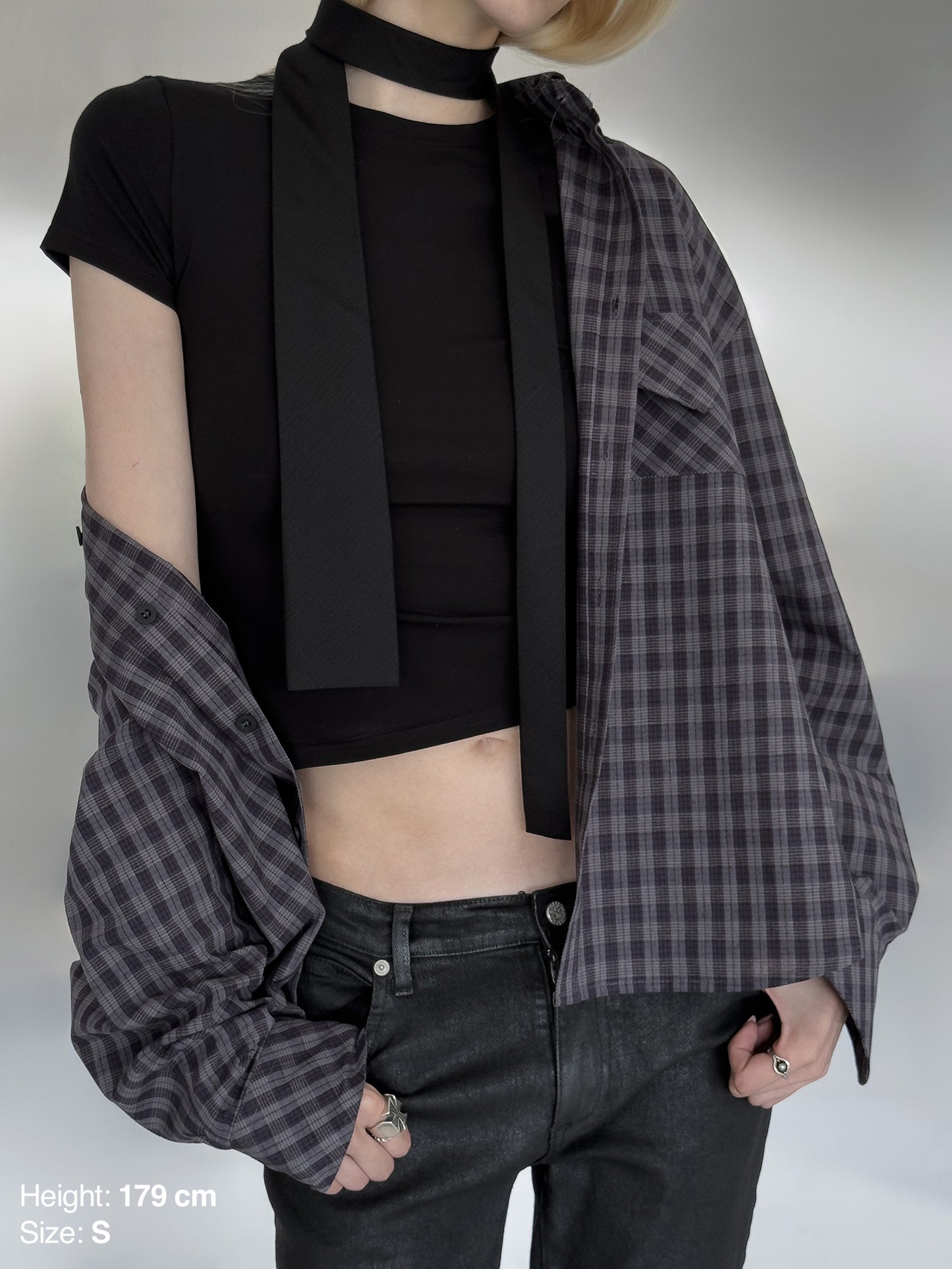 CHECKERED LETTER SHIRT - AUBERGINE