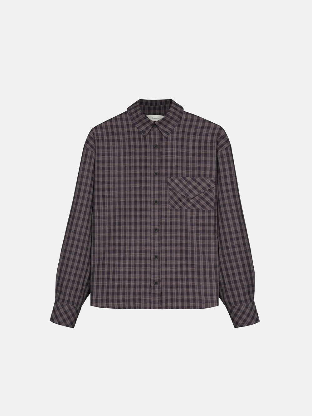 CHECKERED LETTER SHIRT - AUBERGINE
