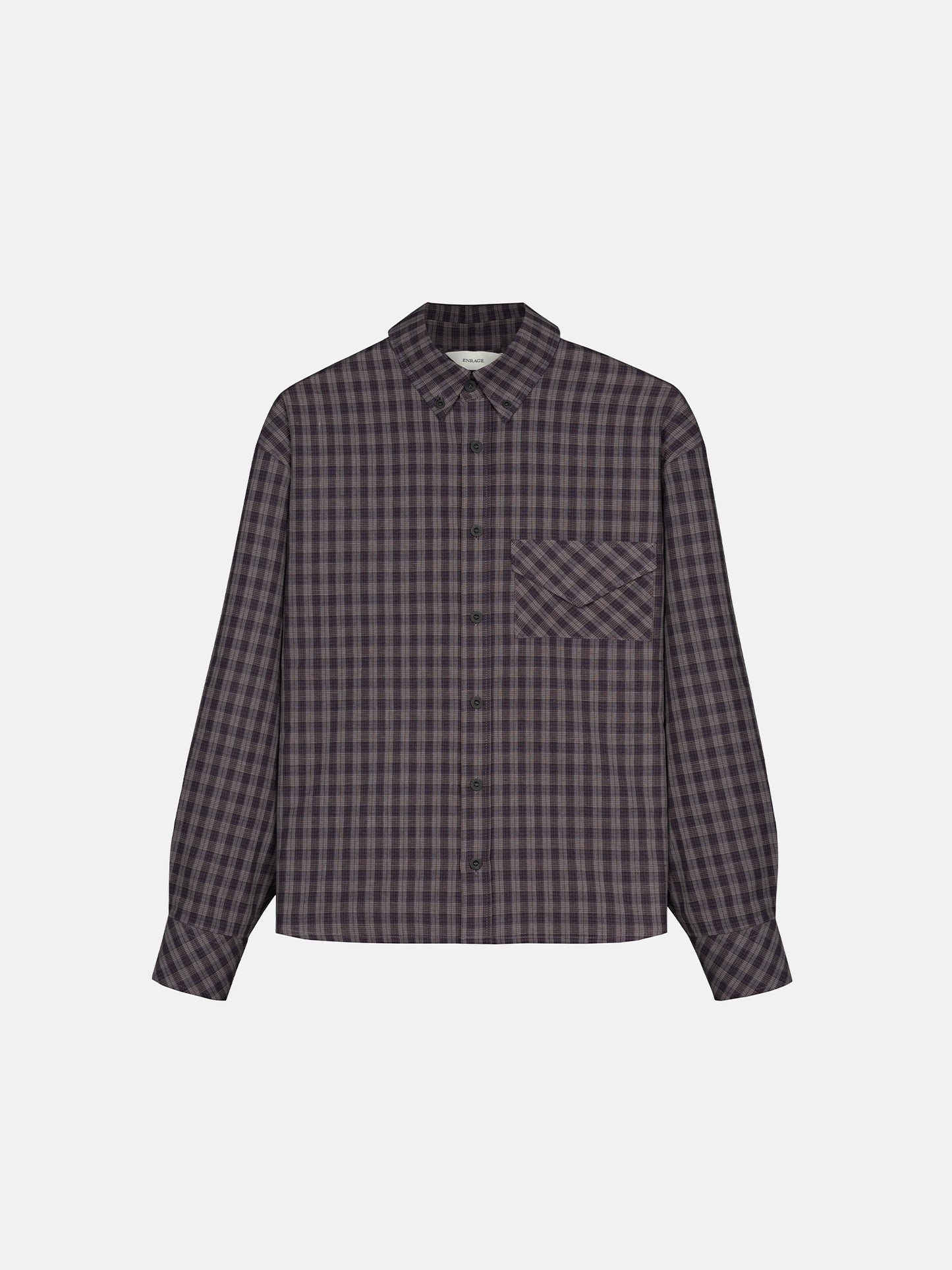 CHECKERED LETTER SHIRT - AUBERGINE