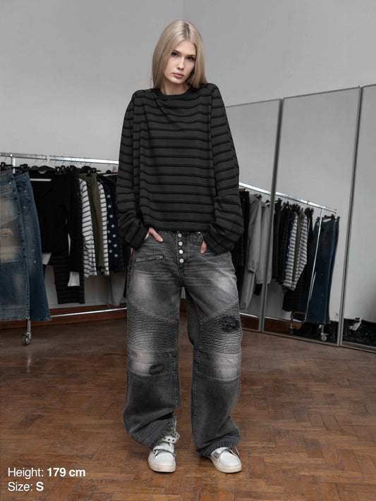 BAGGY LONGSLEEVE - BLACK STRIPED