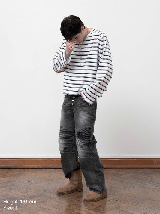BAGGY LONGSLEEVE - WHITE STRIPED