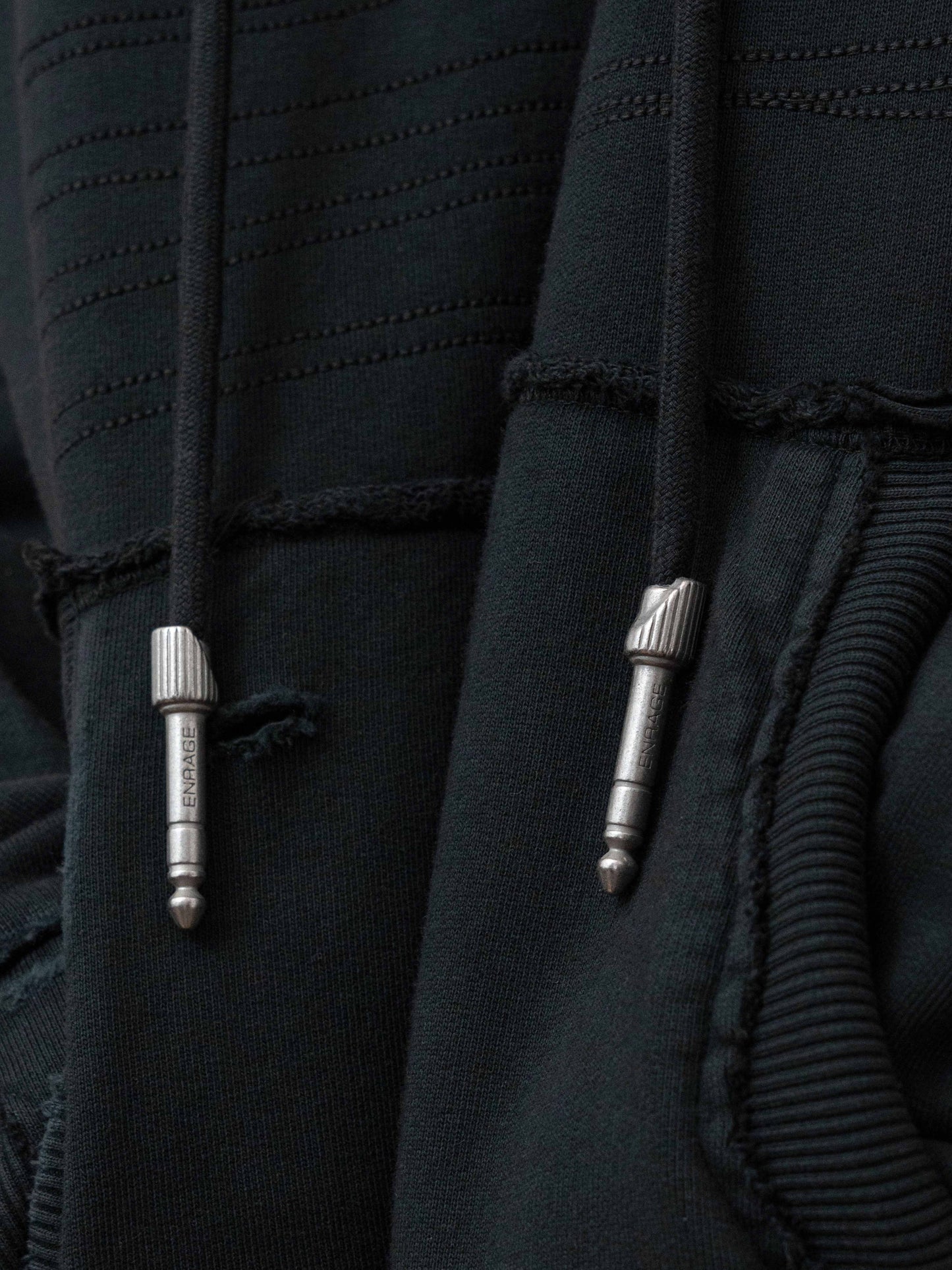 PANEL HOODIE - GARMENT DYED BLACK