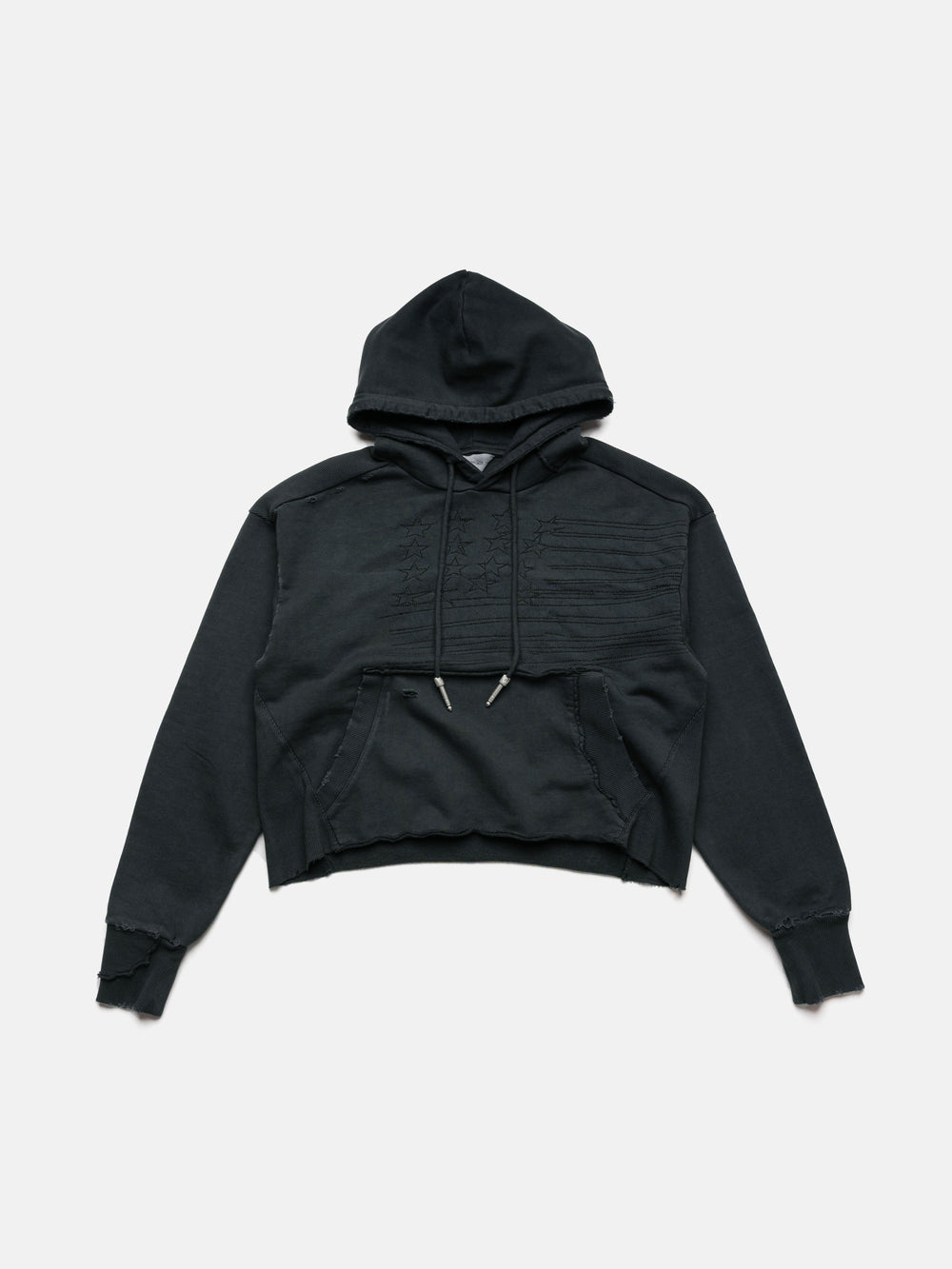 PANEL HOODIE - GARMENT DYED BLACK