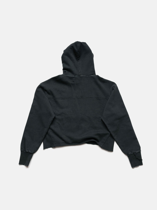 PANEL HOODIE - GARMENT DYED BLACK