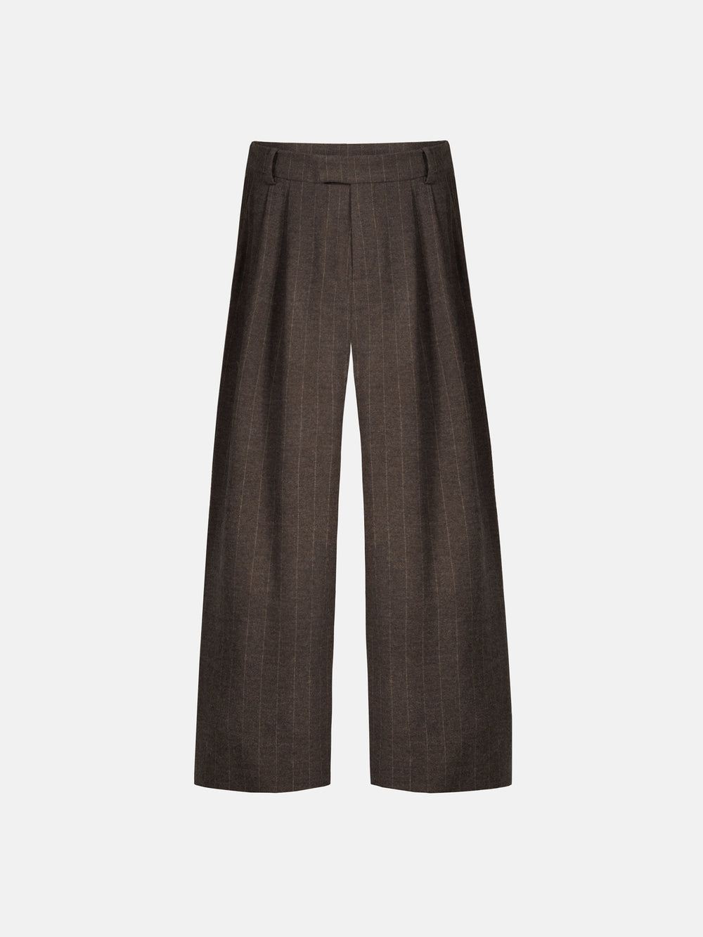 PINSTRIPE PLEATED PANTS - BROWN