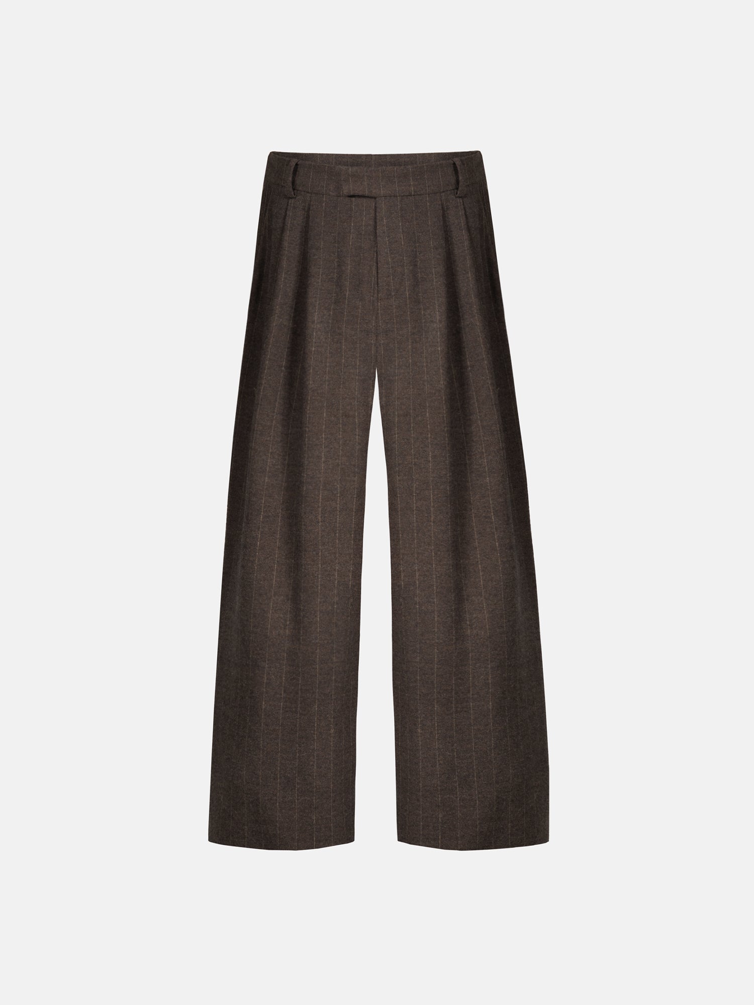 PINSTRIPE PLEATED PANTS - BROWN