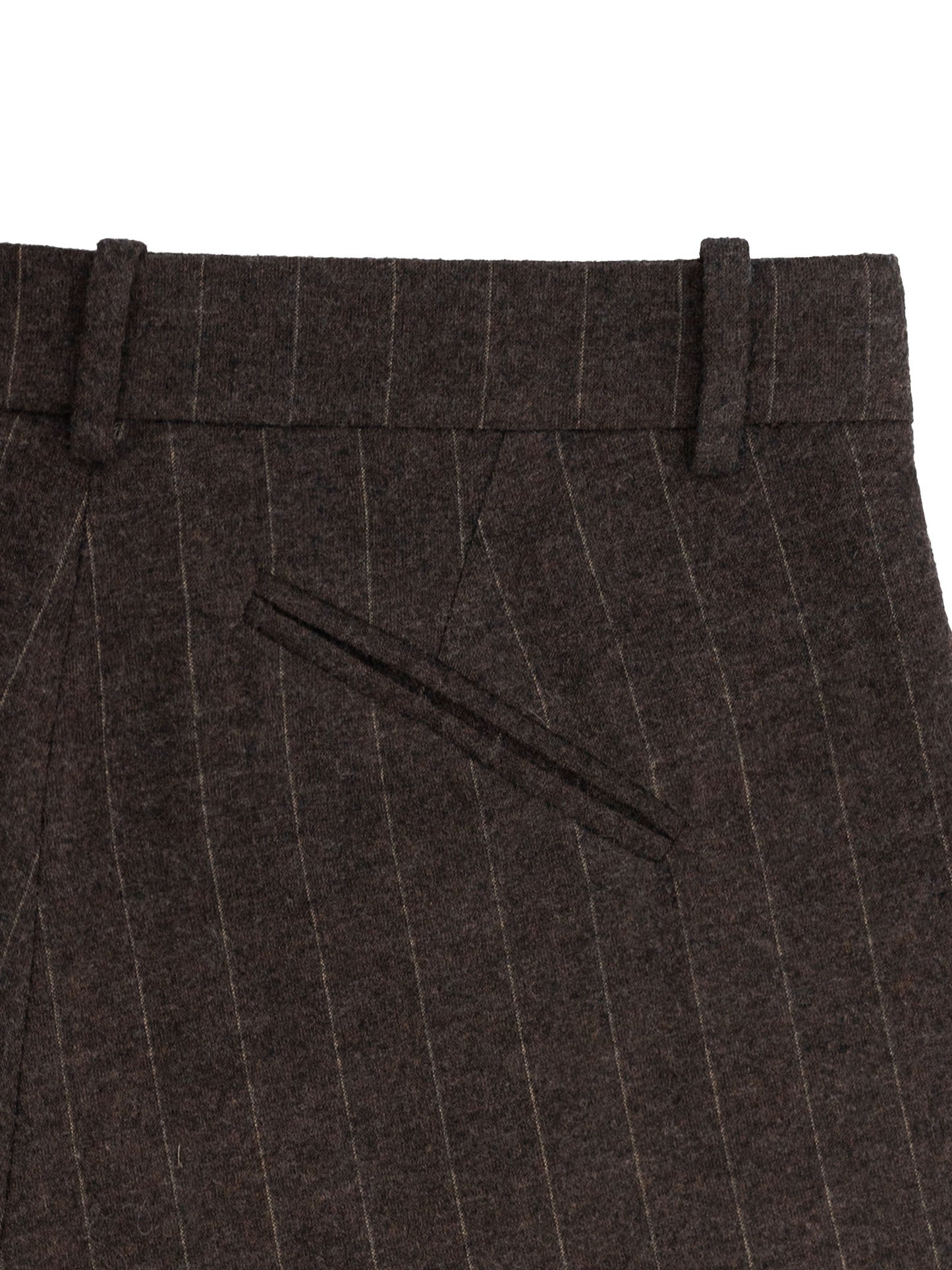 PINSTRIPE PLEATED PANTS - BROWN