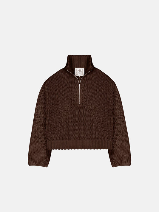 QUARTER ZIP - BROWN