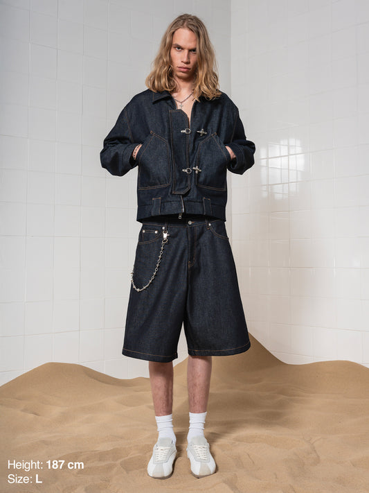 DENIM JORTS - RAW DENIM