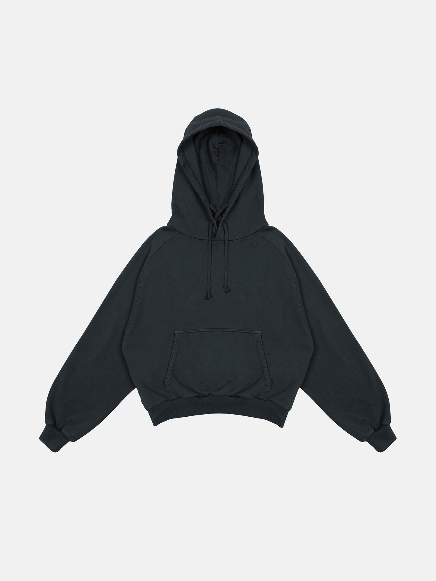 RETRO DRAWSTRING HOODIE - BLACK