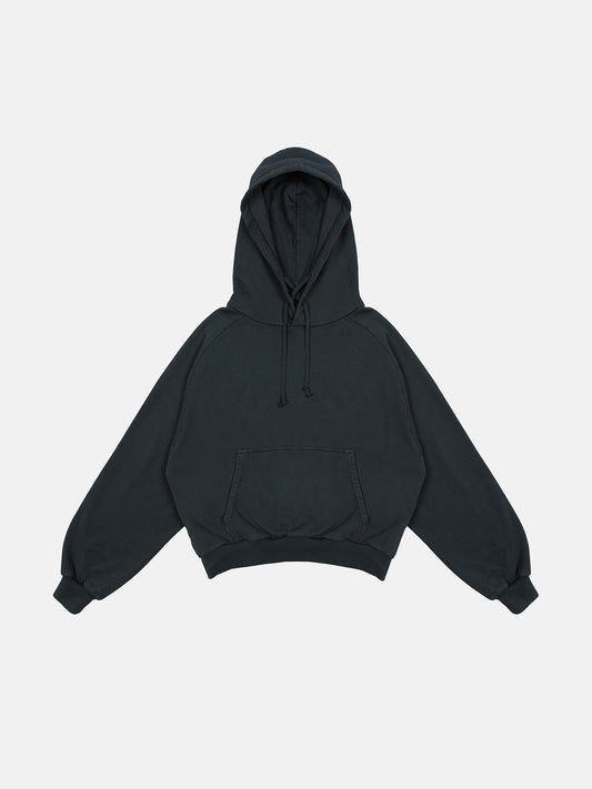 RETRO DRAWSTRING HOODIE - BLACK