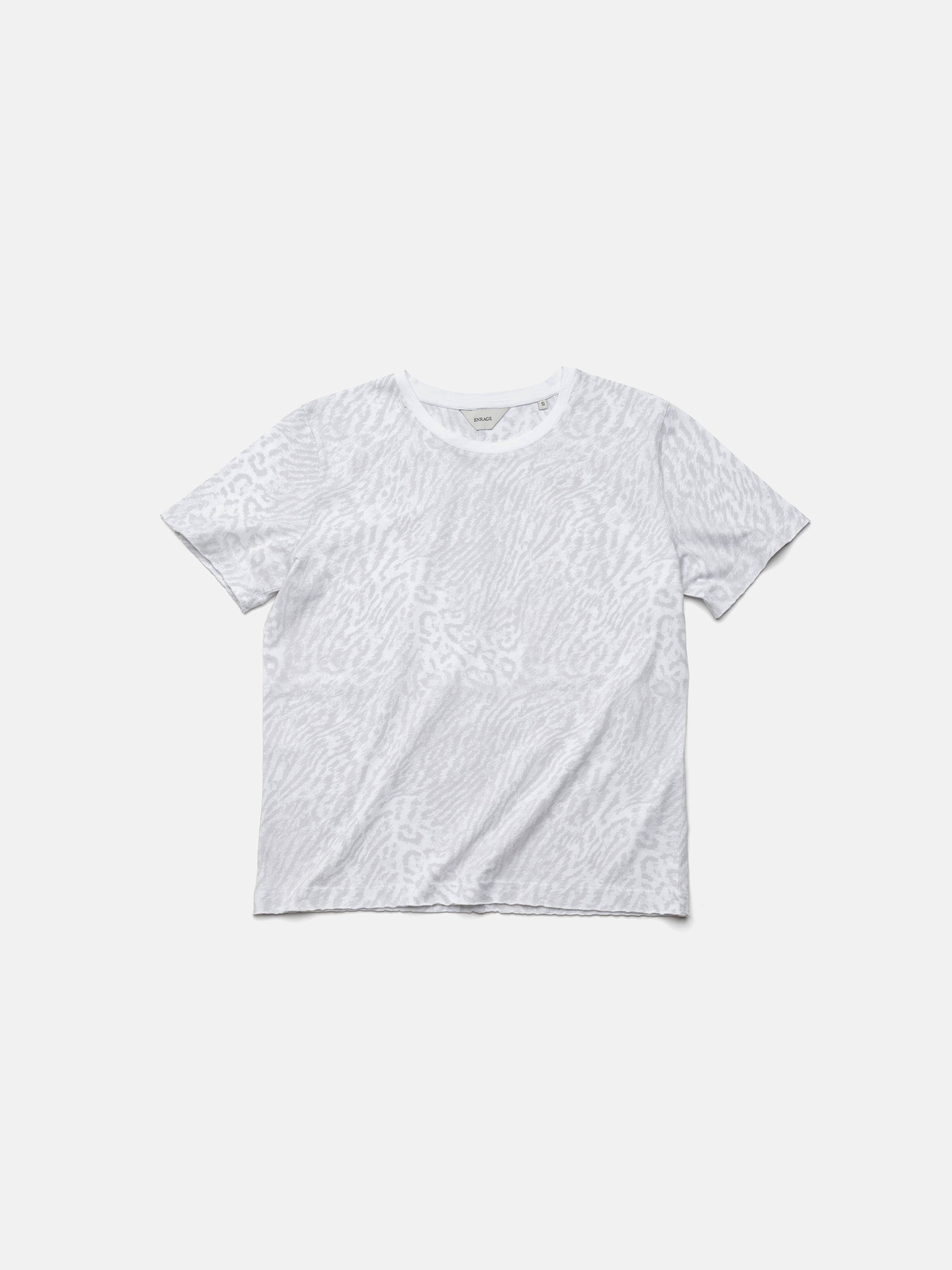 ROUND NECK TEE - WHITE LEOPARD