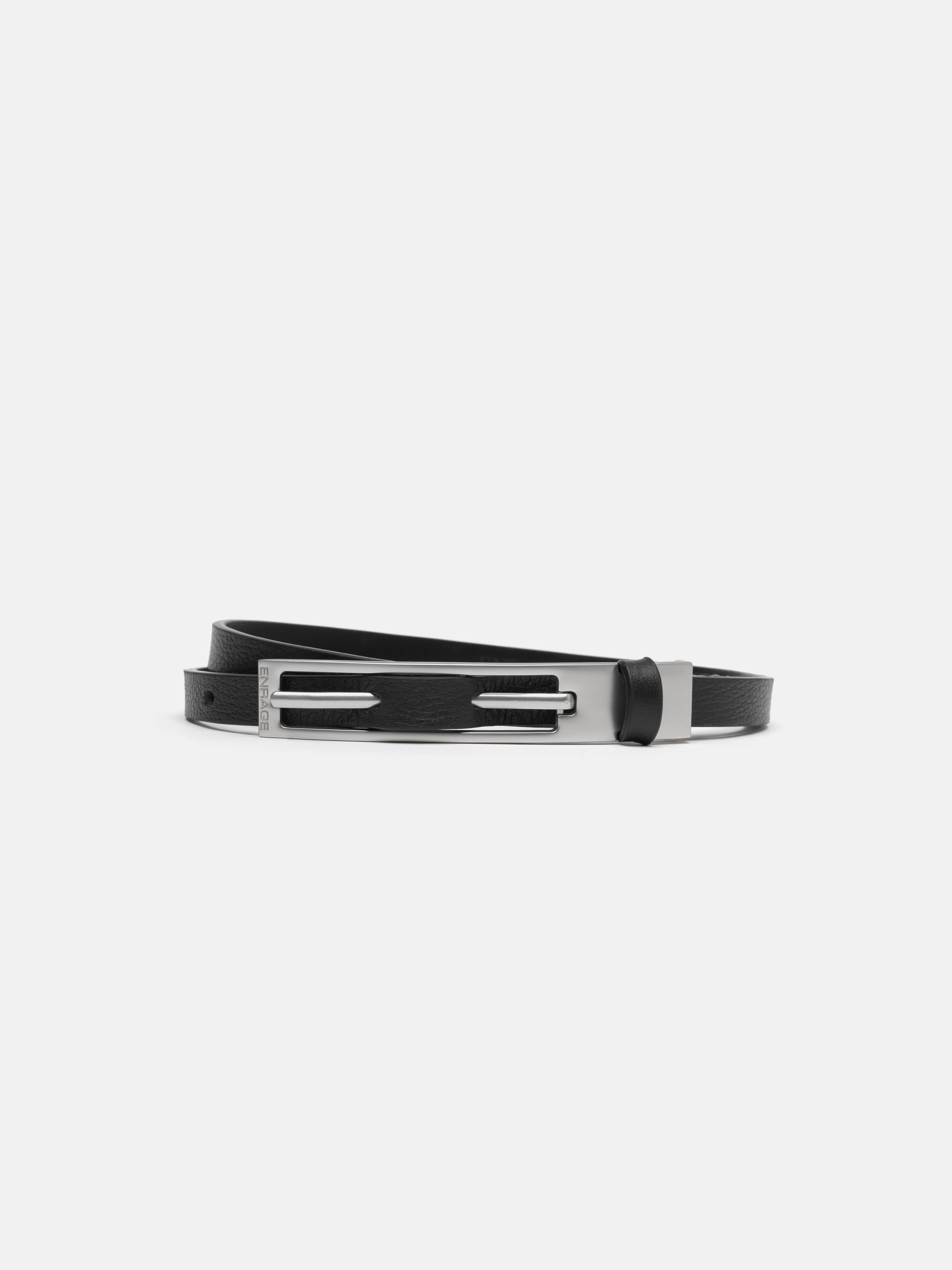 SLIM LEATHER BELT - BLACK