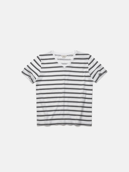V-NECK TEE - WHITE STRIPED