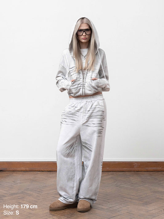 DIRTY SPRAY ZIP HOODIE - WHITE