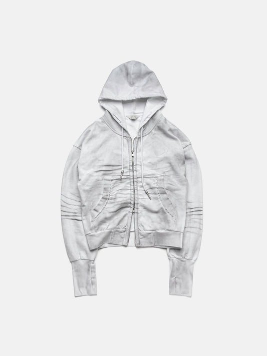 DIRTY SPRAY ZIP HOODIE - WHITE