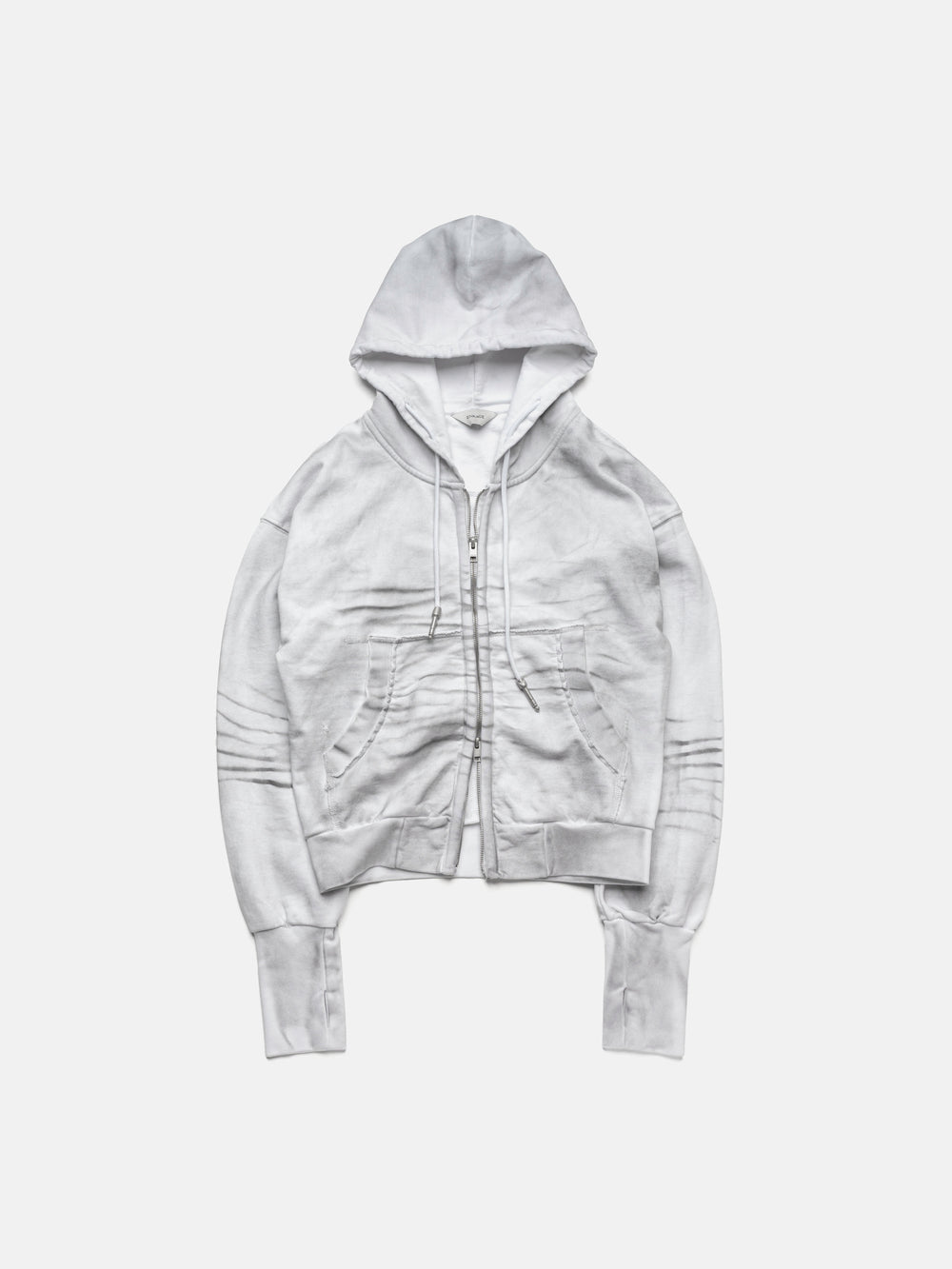 DIRTY SPRAY ZIP HOODIE - WHITE
