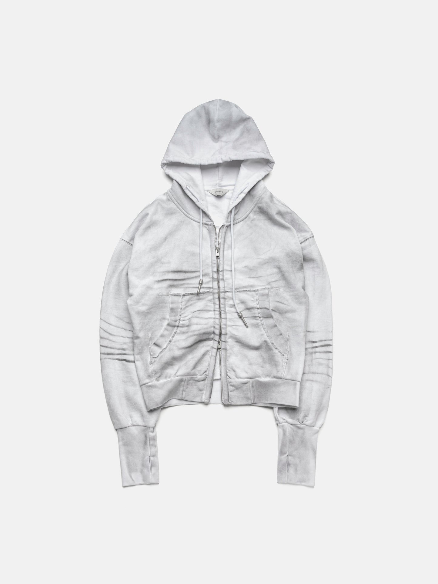 DIRTY SPRAY ZIP HOODIE - WHITE