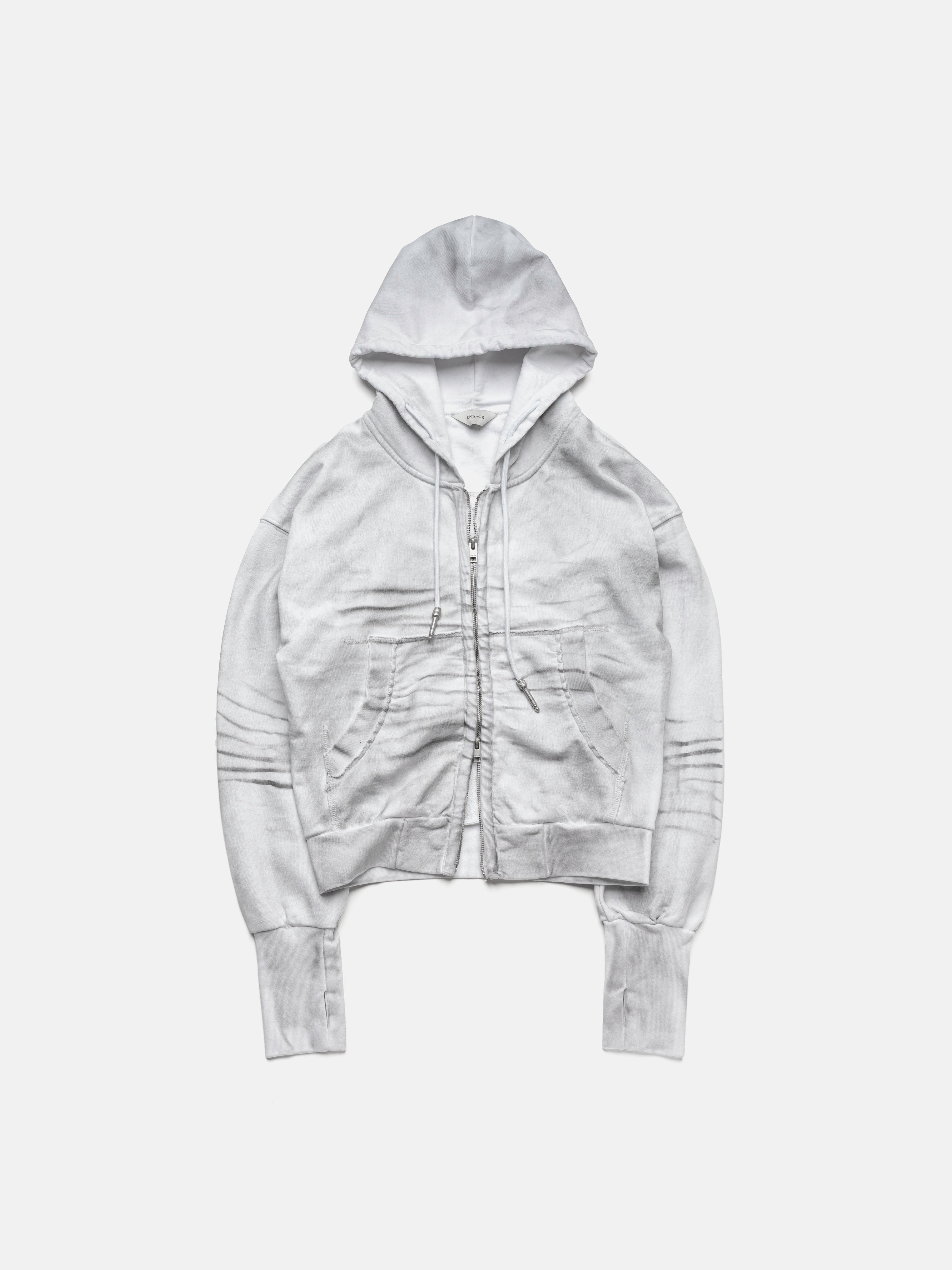 DIRTY SPRAY ZIP HOODIE - WHITE