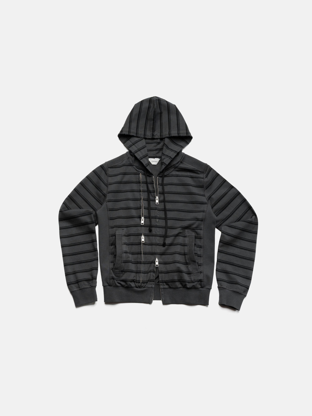 SLIM ZIP HOODIE - BLACK STRIPED