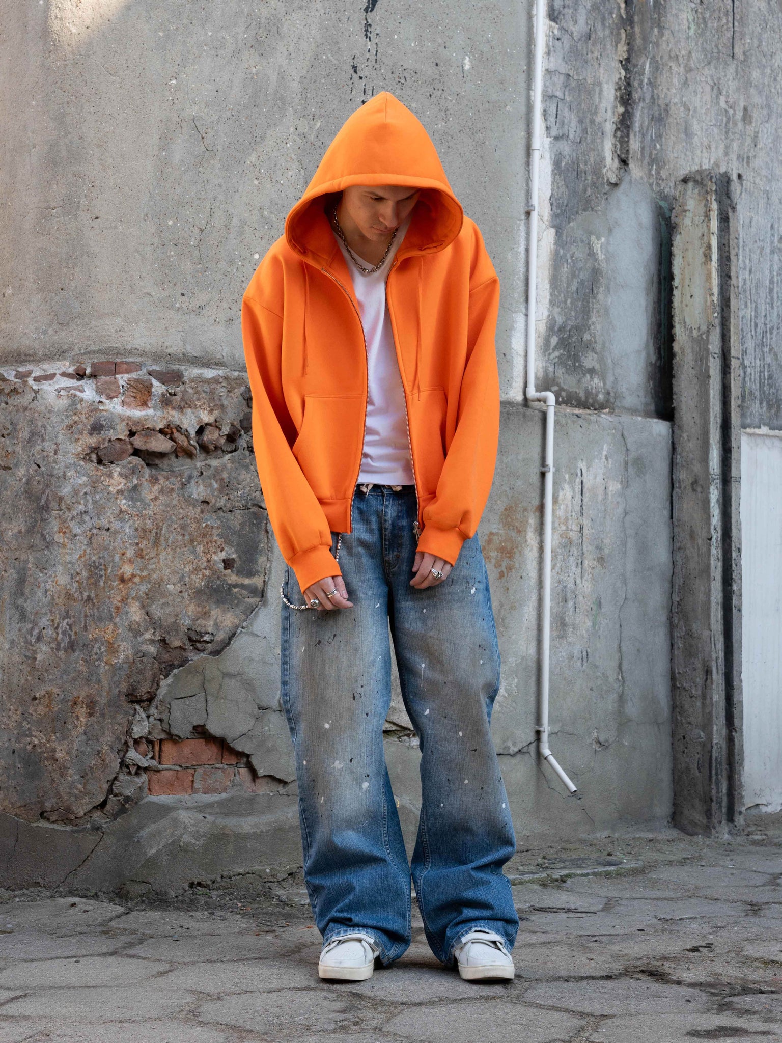 BUBBLE ZIP HOODIE - ORANGE