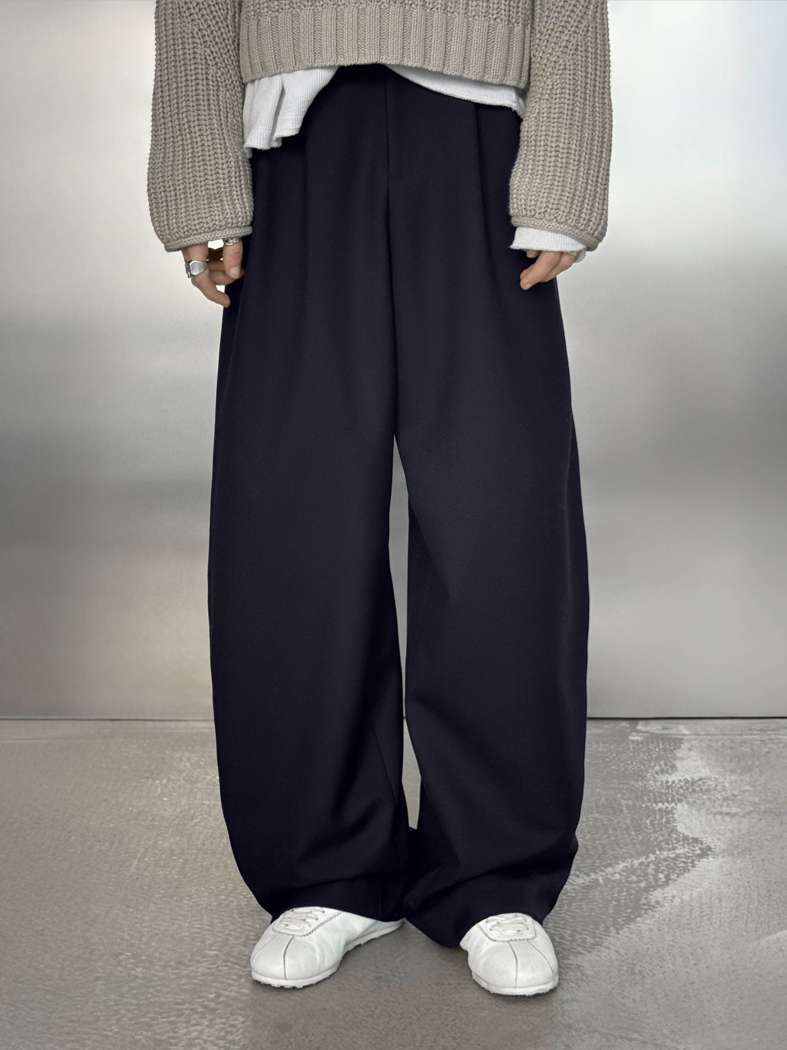 plissierte Hose – dunkles Marineblau