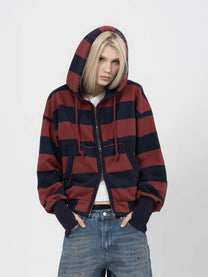 2010 ZIP HOODIE - BLUE/RED STRIPED