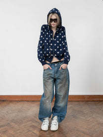 SLIM ZIP HOODIE - STARS