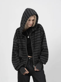 2010 ZIP HOODIE – SCHWARZ GESTREIFT