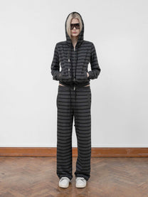 SLIM ZIP HOODIE - BLACK STRIPED