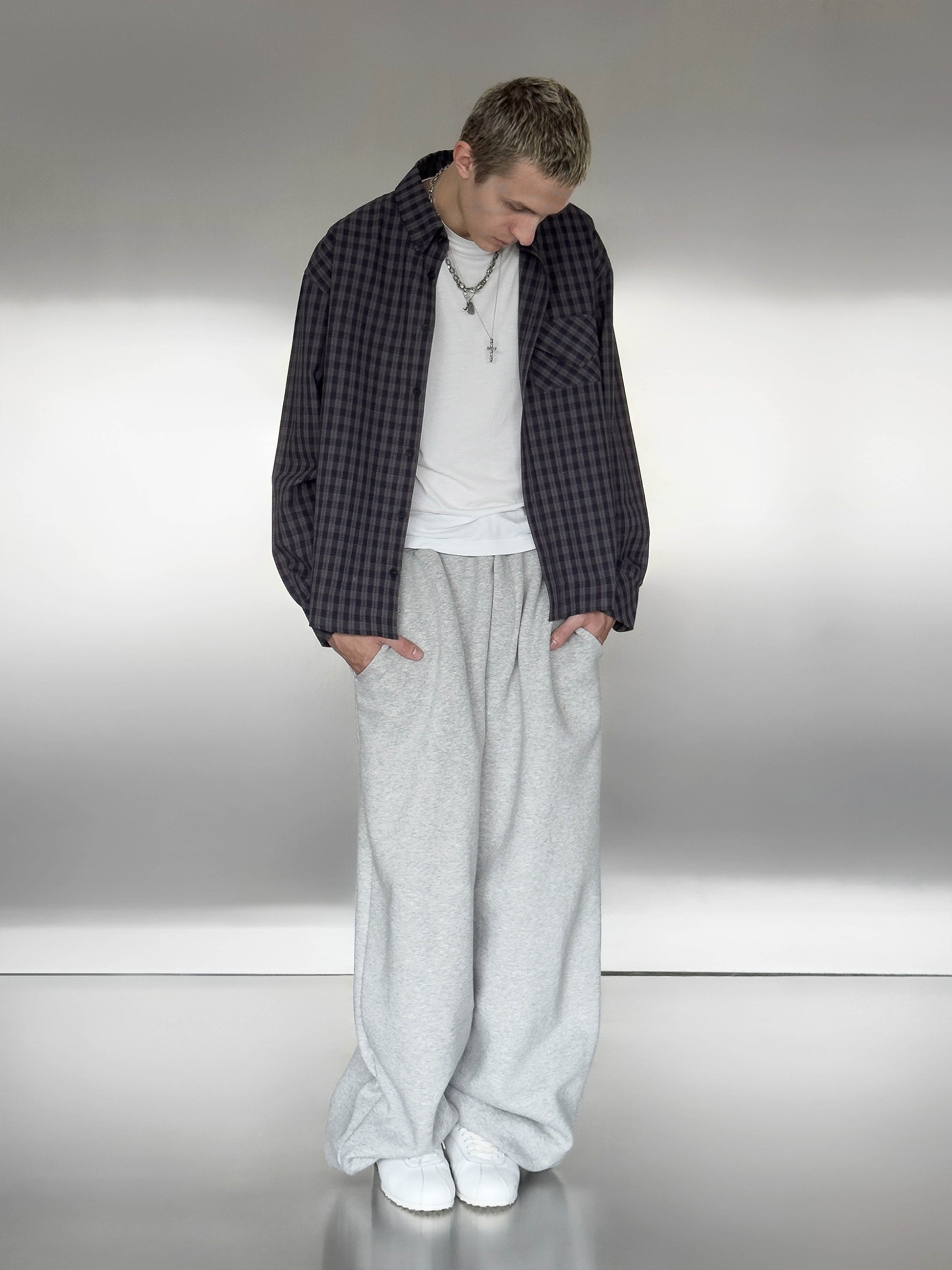 CHECKERED LETTER SHIRT - AUBERGINE
