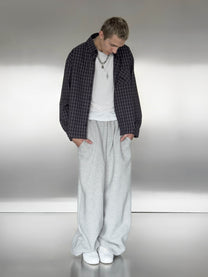 CHECKERED LETTER SHIRT - AUBERGINE
