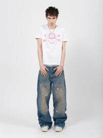 ROUND NECK TEE - WHITE SKULL
