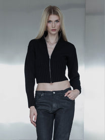 ZIP CARDIGAN - BLACK