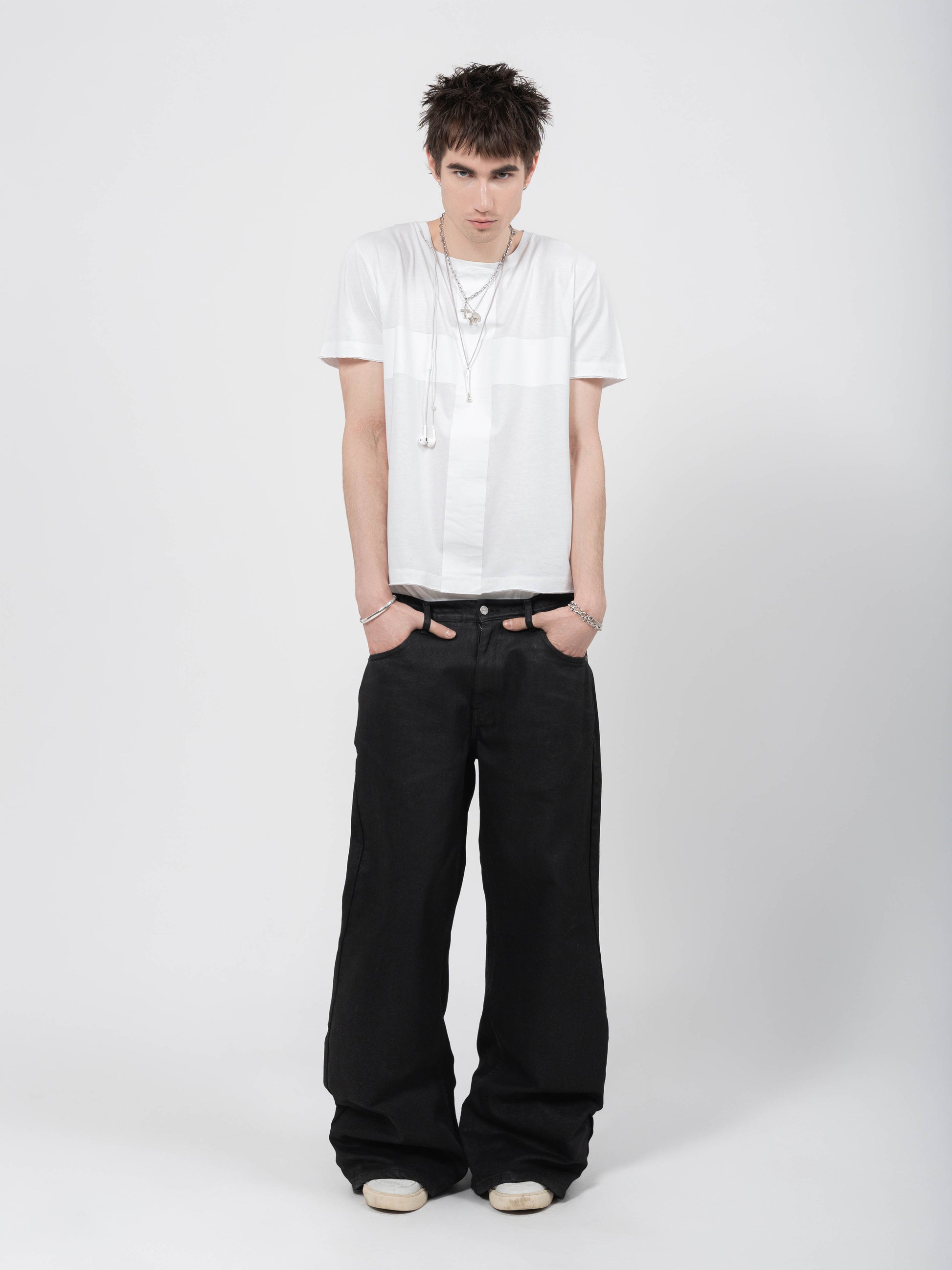 ROUND NECK TEE - WHITE TAPE