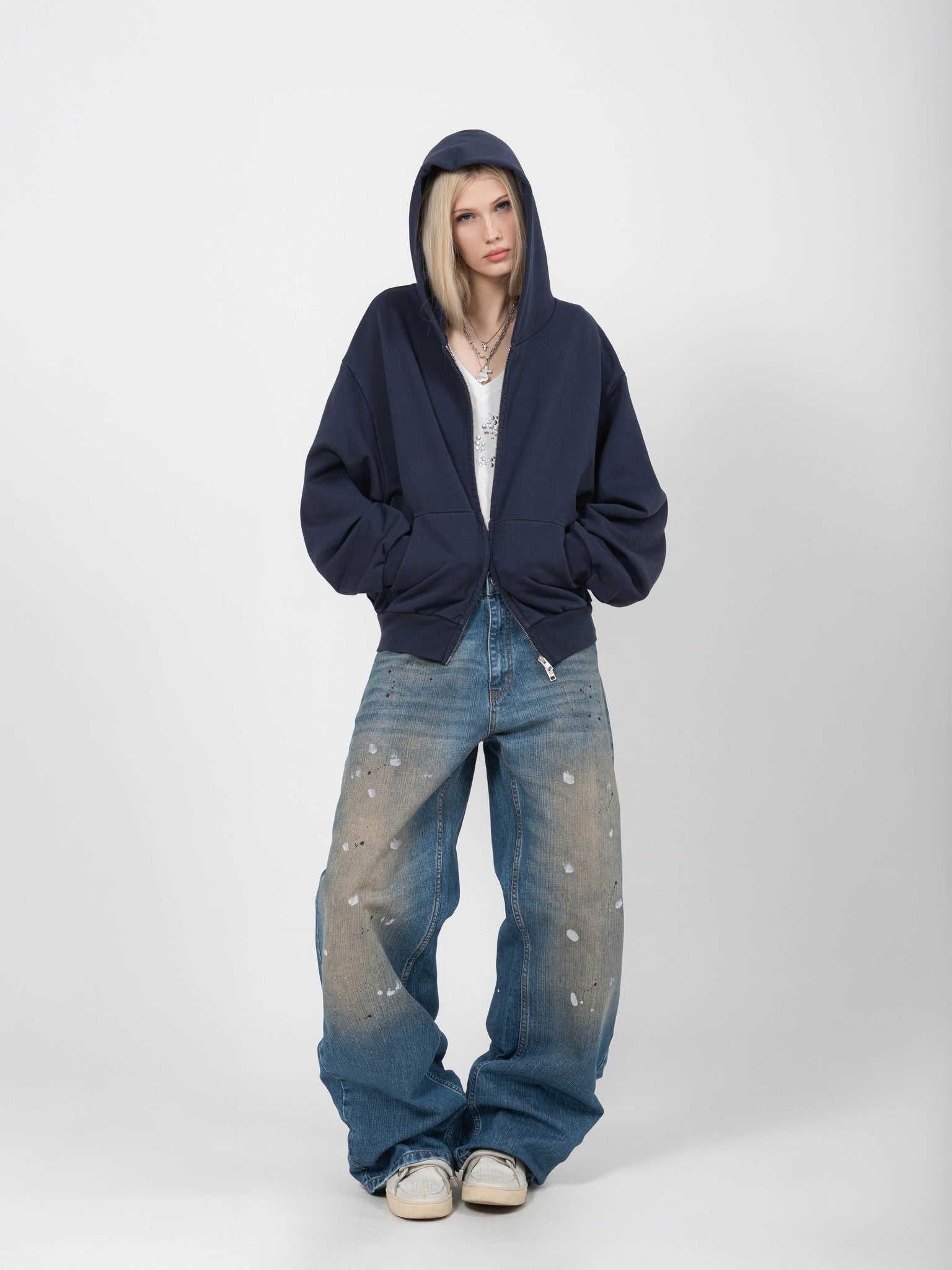 HEAVY ZIP HOODIE - RICH NAVY