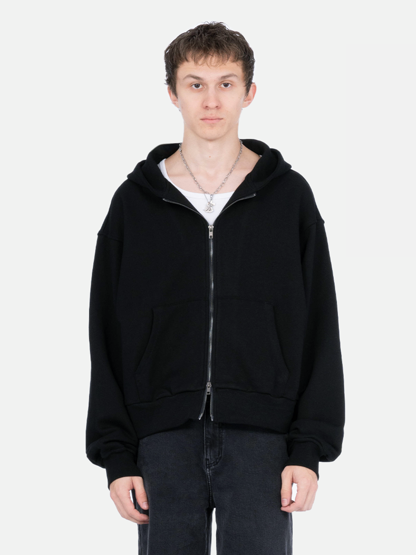 BLANC BLACK ZIP HOODIE