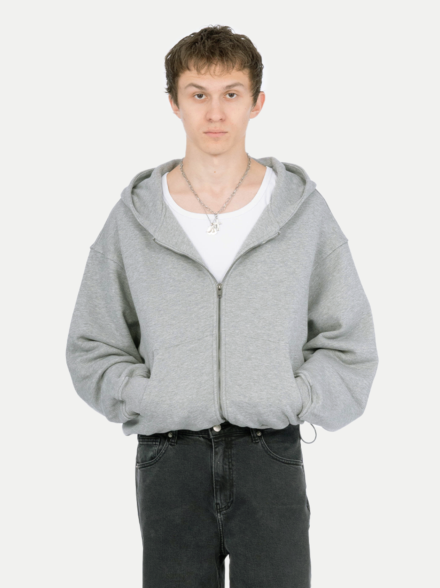 BLANC GREY ZIP HOODIE