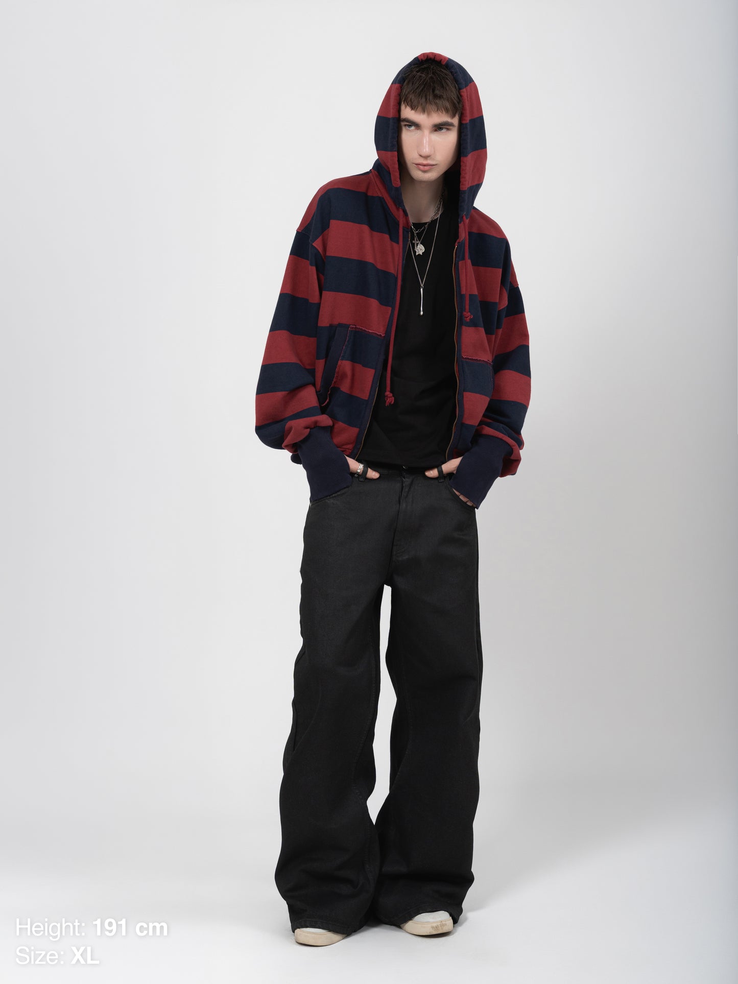 2010 ZIP HOODIE - BLUE/RED STRIPED