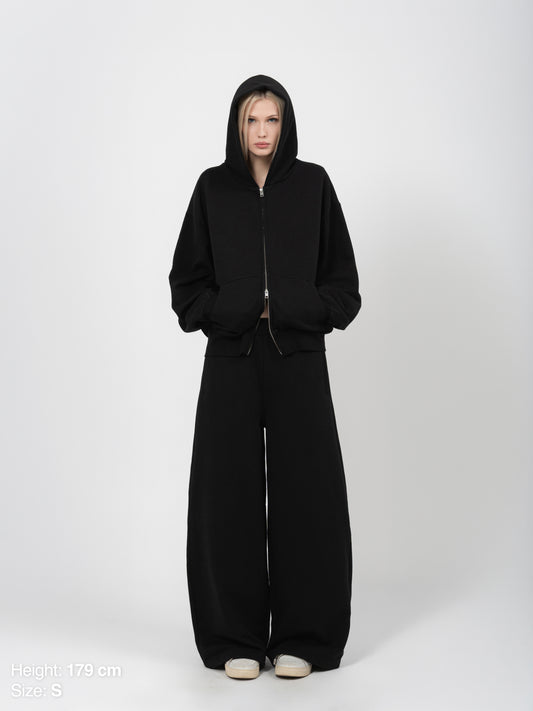 HEAVY ZIP HOODIE - BLACK