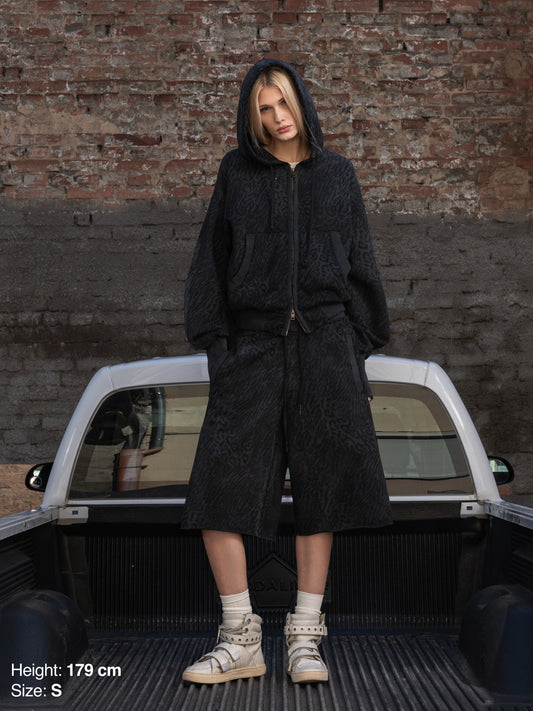 MAXI SHORTS - BLACK LEOPARD